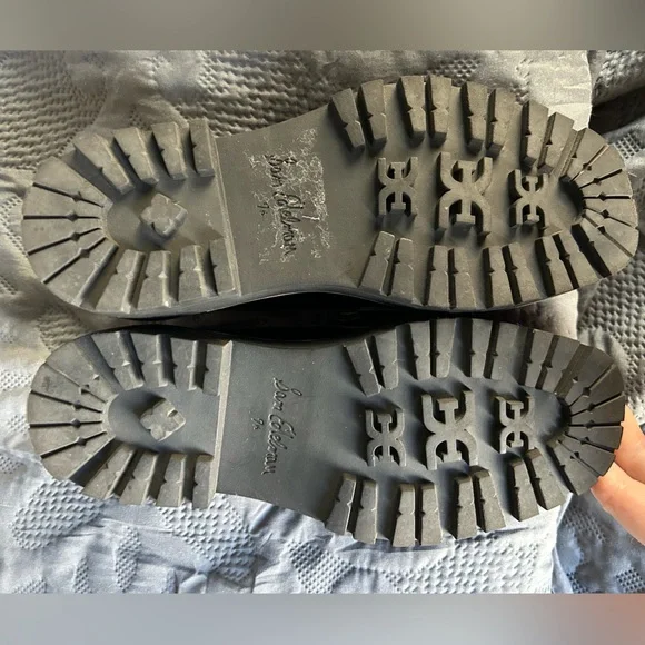 Sam Edelman Laurs platform Black leather Lug Sole Loafers w/Gold Accent Sz 7.5 - Picture 10 of 11